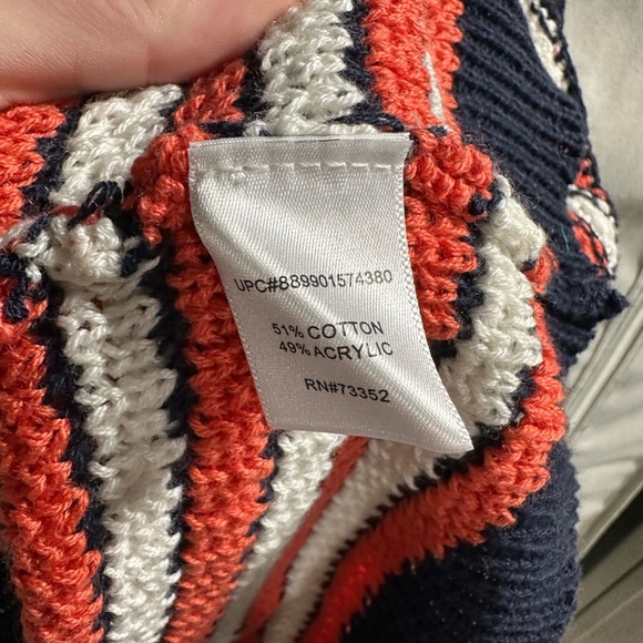 NWT‎ It’s Our Time Striped Womens Large Sweater Tank Top Orange/Navy Crochet - Picture 3 of 5